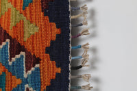 Vintage Turkish Wool Kilim Rug, Blue Tribal (2x3) - photo 7 of 10