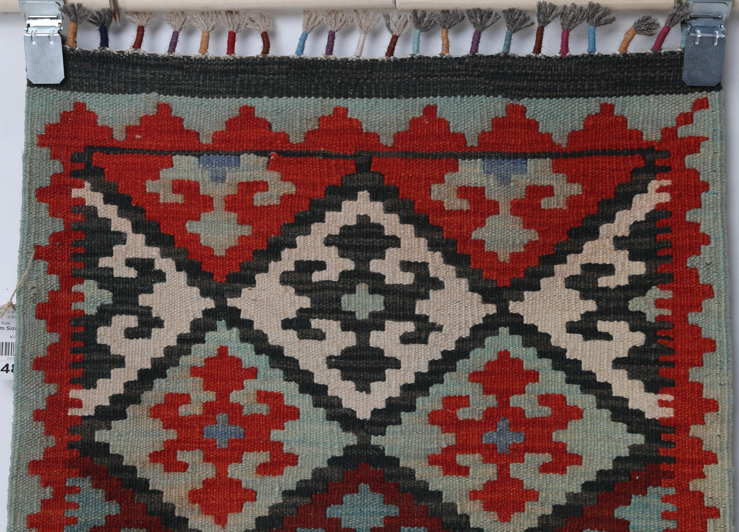 2x3 Vintage Turkish Kilim Rug, Red Oriental Wool Accent Rug, Handmade Tribal Flatweave Rug
