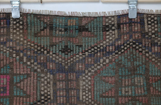 5x6 Vintage Turkish Kilim Rug, Muted Multicolor Oriental Wool Area Rug, Handmade Flatweave Boho Decor