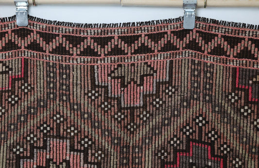 6x10 Vintage Turkish Kilim Rug, Brown Pink Oriental Wool Flatweave Rug, Handmade Hallway Decor
