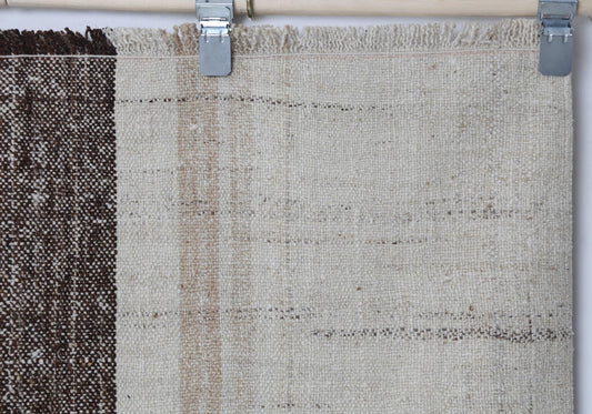 4x6 Vintage Turkish Kilim Rug, Minimal Beige Brown Striped Flatweave Rug, Handmade Neutral Wool Cotton Area Rug