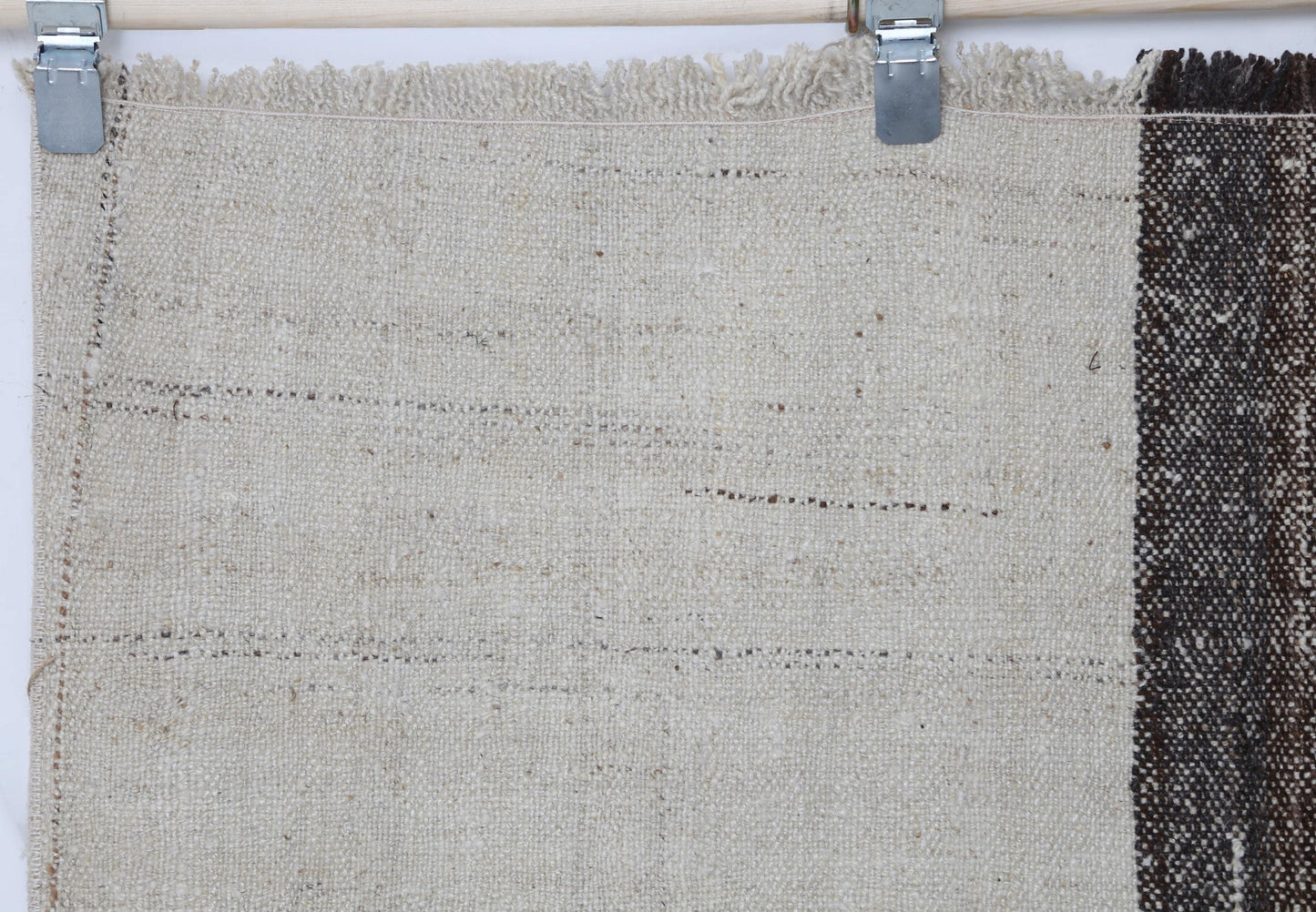 4x6 Vintage Turkish Kilim Rug, Minimal Beige Brown Striped Flatweave Rug, Handmade Neutral Wool Cotton Area Rug
