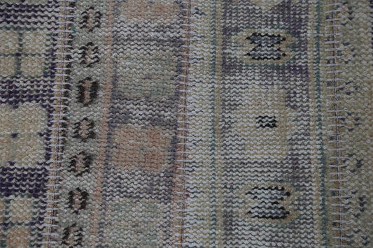 Vintage Turkish Runner Rug 1'11 x 10'9 ft, Beige Brown Patchwork Runner, Long Hallway Rug