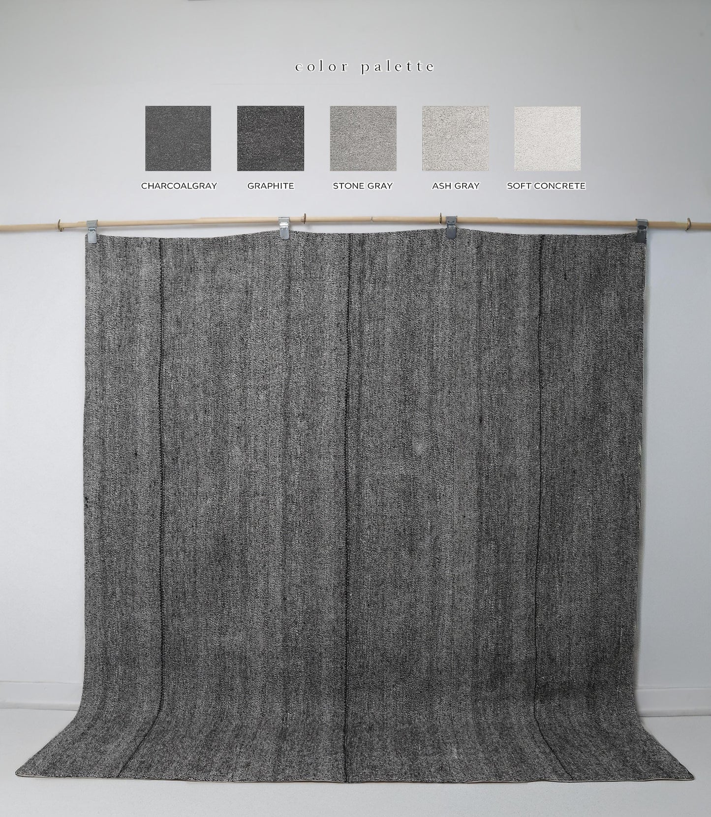 7x7 Vintage Turkish Flatweave Rug, Black White Striped Wool Cotton Kilim, Handmade Minimal Area Rug