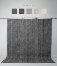 Vintage Turkish Wool Cotton Kilim Rug, Black White Striped (7x7) - photo 2 of 7