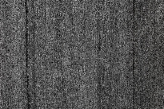 7x7 Vintage Turkish Flatweave Rug, Black White Striped Wool Cotton Kilim, Handmade Minimal Area Rug