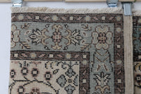 Vintage Turkish Wool Cotton Runner Rug, Beige Green Floral (4x7, 3'10" x 6'8") - photo 10 of 10