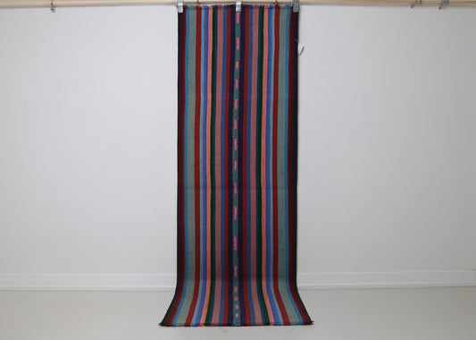 Vintage Turkish Kilim Runner 2'5 x 7'4 ft, Multicolor Striped Kilim Rug, Narrow Hallway Runner