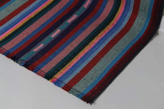 Vintage Turkish Kilim Runner 2'5 x 7'4 ft, Multicolor Striped Kilim Rug, Narrow Hallway Runner