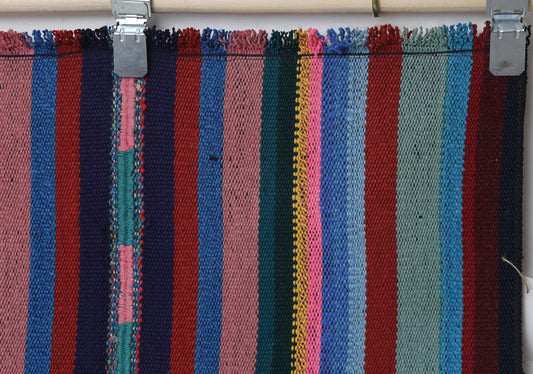 Vintage Turkish Kilim Runner 2'5 x 7'4 ft, Multicolor Striped Kilim Rug, Narrow Hallway Runner