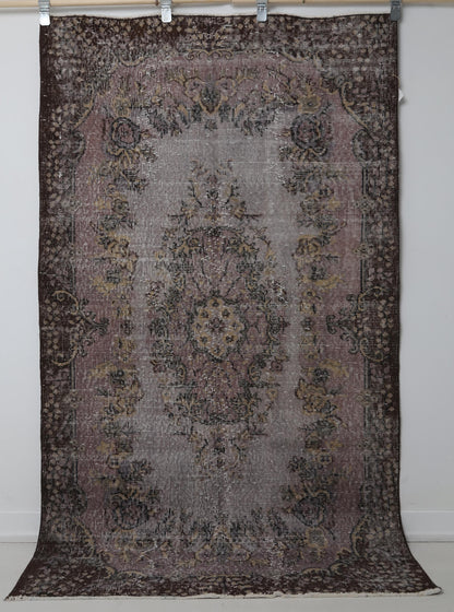  Faded wool cotton texture detail on handmade antique rug