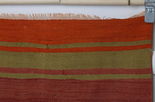 2'4 x 8'0 Vintage Turkish Kilim Runner, Multicolor Striped Wool Rug, Long Hallway Runner
