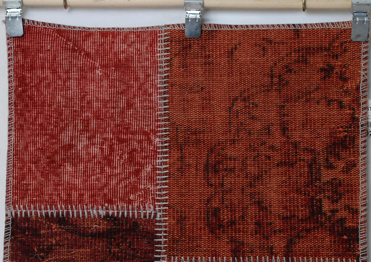 2'4 x 8' Vintage Turkish Patchwork Runner, Red Wool Cotton Kilim Runner, Long Hallway Rug