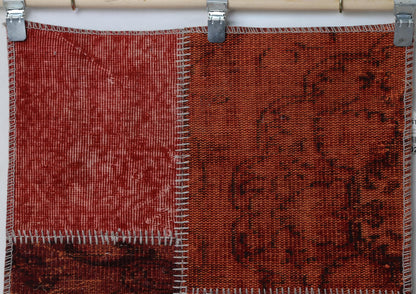 2'4 x 8' Vintage Turkish Patchwork Runner, Red Wool Cotton Kilim Runner, Long Hallway Rug