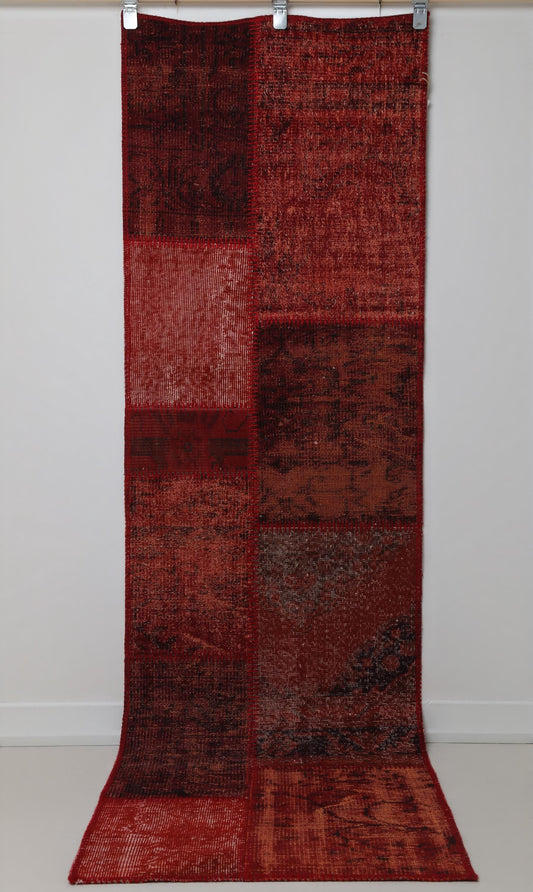 2'4 x 8' Vintage Turkish Patchwork Runner, Red Kilim Runner Wool Cotton, Long Hallway Rug