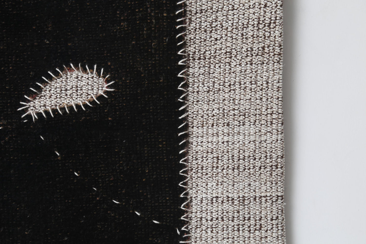 3x4 Vintage Turkish Tapestry Rug, Black Minimalist Wall Hanging, Handmade Flatweave Textile Art