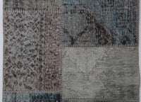 Vintage Turkish Wool Cotton Patchwork Runner Rug, Blue (2x8) - photo 6 of 10