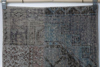 Vintage Turkish Wool Cotton Patchwork Runner Rug, Blue (2x8) - photo 5 of 10