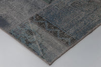 Vintage Turkish Wool Cotton Patchwork Runner Rug, Blue (2x8) - photo 10 of 10