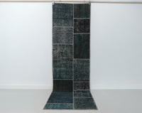 Vintage Turkish Wool Cotton Patchwork Runner Rug, Green (2x9) - photo 1 of 10