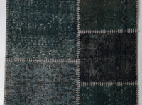 Vintage Turkish Wool Cotton Patchwork Runner Rug, Green (2x9) - photo 6 of 10