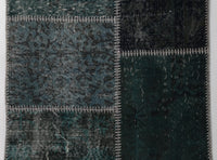 Vintage Turkish Wool Cotton Patchwork Runner Rug, Green (2x9) - photo 7 of 10
