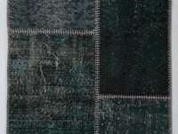 Vintage Turkish Wool Cotton Patchwork Runner Rug, Green (2x9) - photo 8 of 10