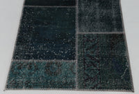 Vintage Turkish Wool Cotton Patchwork Runner Rug, Green (2x9) - photo 10 of 10