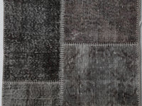 Vintage Turkish Wool Cotton Patchwork Runner Rug, Brown Gray (2x8) - photo 6 of 10