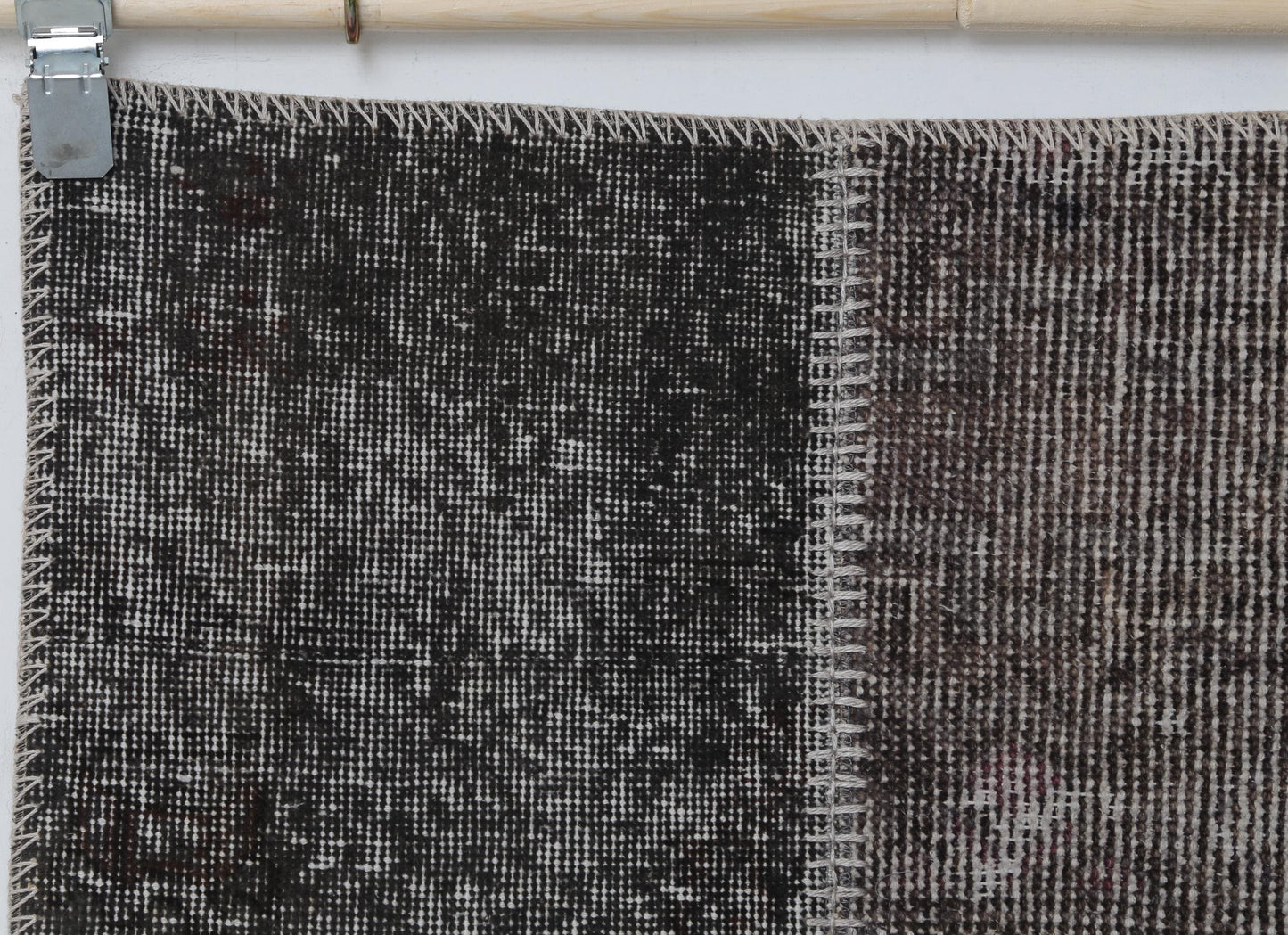 2x8 Vintage Patchwork Runner Rug, Gray Brown Wool Cotton Hallway Runner, Handmade Narrow Turkish Rug