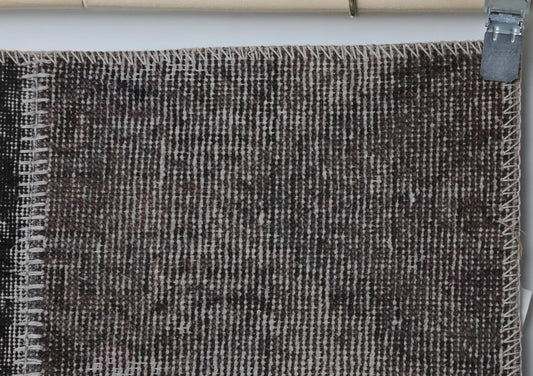 2x8 Vintage Patchwork Runner Rug, Gray Brown Wool Cotton Hallway Runner, Handmade Narrow Turkish Rug