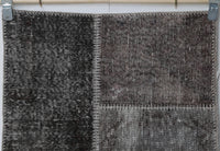 Vintage Turkish Wool Cotton Patchwork Runner Rug, Brown Gray (2x8) - photo 5 of 10