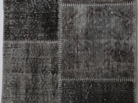 Vintage Turkish Wool Cotton Patchwork Runner Rug, Brown Gray (2x8) - photo 7 of 10
