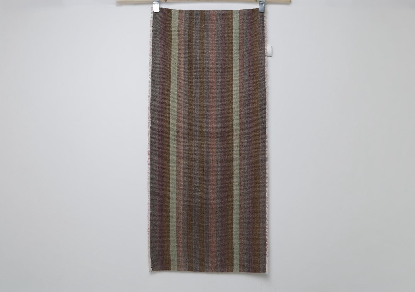 2x4 Vintage Turkish Kilim Rug, Brown Striped Small Runner, Handmade Wool Flatweave Accent Rug