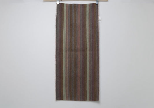 2x4 Vintage Turkish Kilim Rug, Brown Striped Small Runner, Handmade Wool Flatweave Accent Rug
