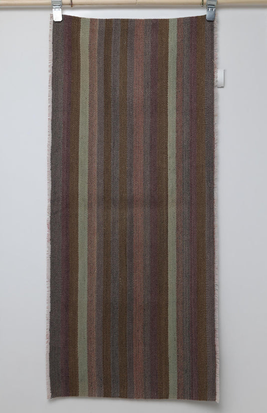 2x4 Vintage Turkish Kilim Rug, Brown Striped Small Runner, Handmade Wool Flatweave Accent Rug