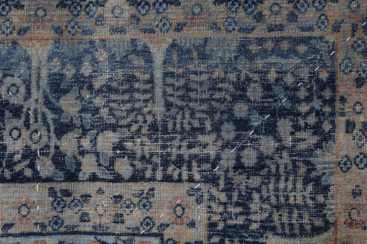3x4 Vintage Turkish Tapestry Rug, Blue Beige Textile Wall Hanging, Handmade Flatweave Decor