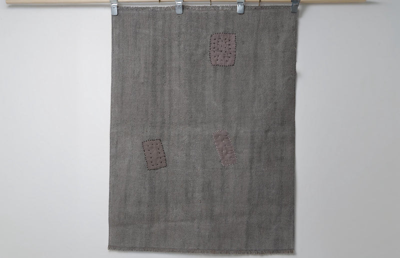 3x4 Vintage Hemp Rug, Solid Gray Minimalist Turkish Hemp Area Rug, Handmade Neutral Rustic Decor