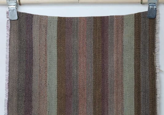 2x4 Vintage Turkish Kilim Runner Rug, Brown Striped Narrow Hallway Rug, Handmade Wool Small Runner