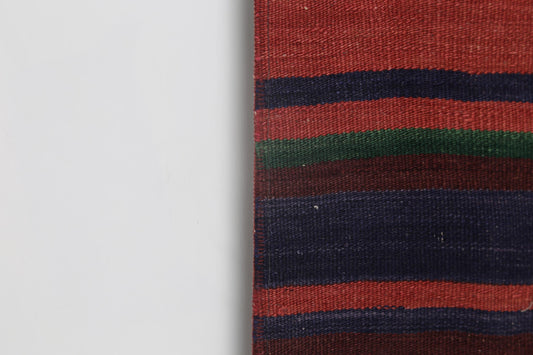 5x6 Vintage Striped Kilim Rug, Handmade Multicolor Turkish Wool Area Rug, Rustic Boho Flatwoven Floor Decor