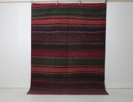 5x6 Vintage Striped Kilim Rug, Handmade Multicolor Turkish Wool Area Rug, Rustic Boho Flatwoven Floor Decor