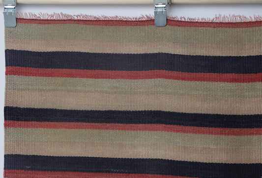 5x6 Vintage Striped Kilim Rug, Handmade Multicolor Turkish Wool Area Rug, Rustic Flatwoven Boho Decor