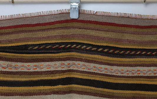 4x6 Vintage Turkish Kilim Rug, Multicolor Striped Wool Area Rug, Handmade Flatweave Boho Decor