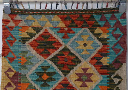 2x3 Vintage Turkish Kilim Rug, Multicolor Oriental Wool Accent Rug, Handmade Flatweave Small Rug
