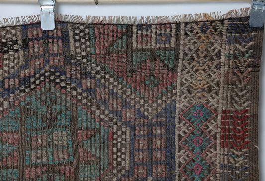 5x6 Vintage Turkish Kilim Rug, Muted Multicolor Oriental Wool Area Rug, Handmade Flatweave Boho Decor