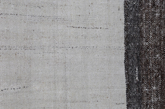 4x6 Vintage Turkish Kilim Rug, Minimal Beige Brown Striped Flatweave Rug, Handmade Neutral Wool Cotton Area Rug