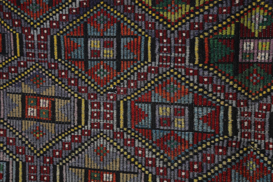 6x9 Vintage Turkish Kilim Rug, Multicolor Oriental Flatweave Wool Area Rug, Handmade Boho Tribal Decor