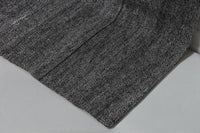 Vintage Turkish Wool Cotton Kilim Rug, Black White Striped (7x7) - photo 6 of 7