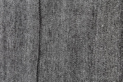 Vintage Turkish wool cotton flatweave rug detail showing subtle black white striped weave