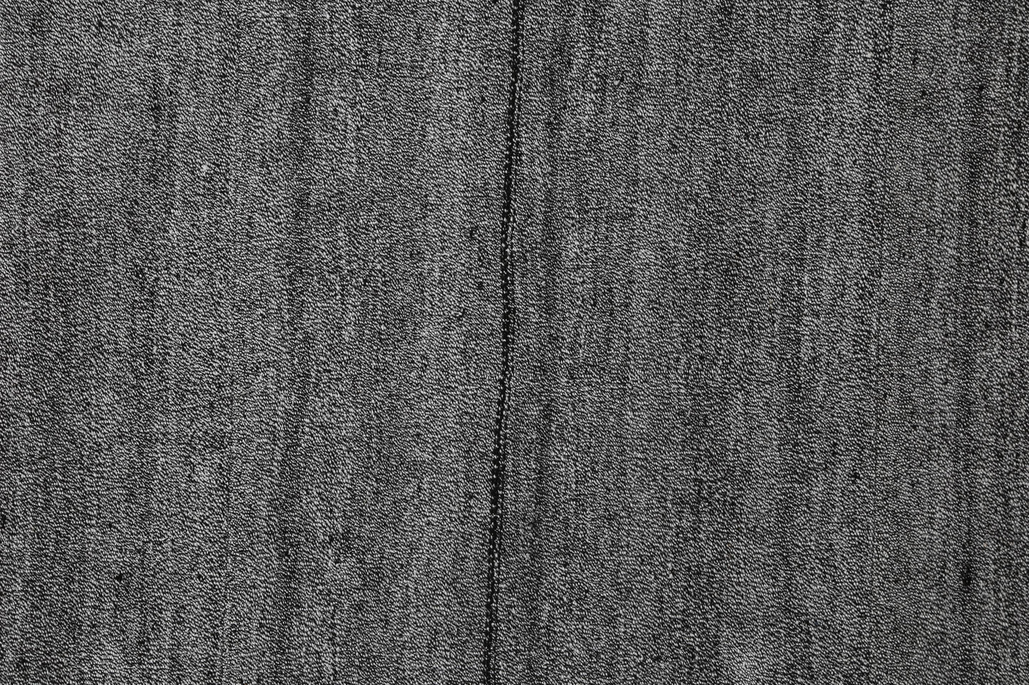 7x7 Vintage Turkish Flatweave Rug, Black White Striped Wool Cotton Kilim, Handmade Minimal Area Rug
